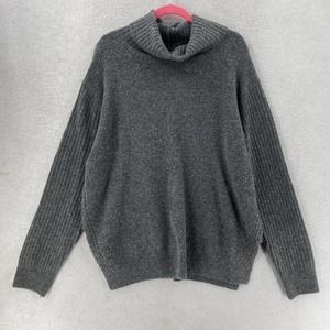 Topshop Sweater Womens 12 Sweater Oversized Gray Ribbed Cowl neck Pullover Tunic
